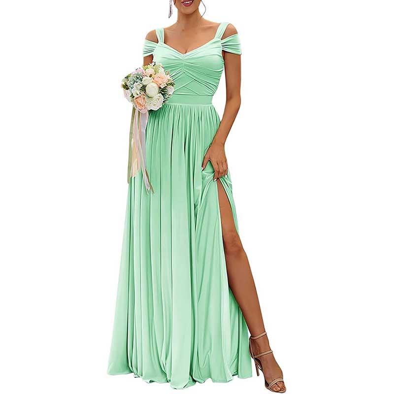 Off The Shoulder Chiffon Bridesmaid Dresses Long Wedding Guest Dresses