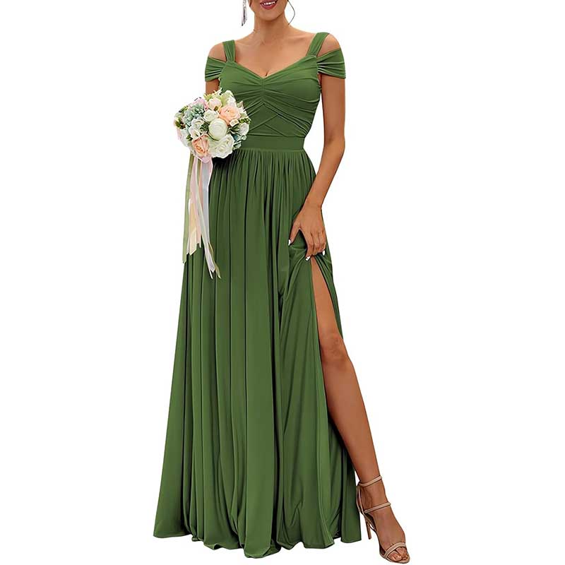 Off The Shoulder Chiffon Bridesmaid Dresses Long Wedding Guest Dresses