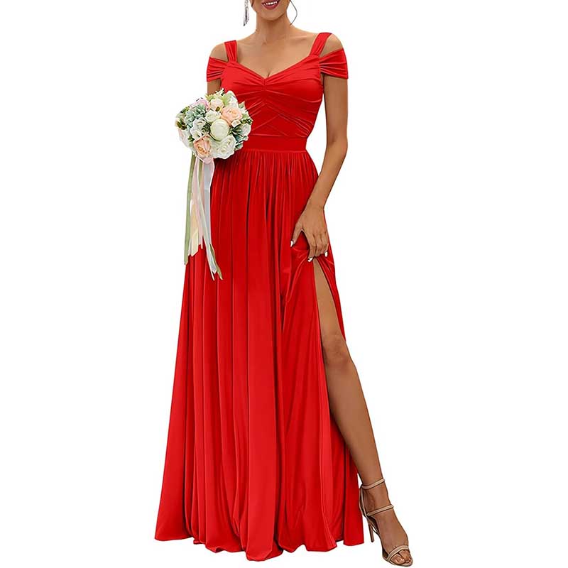 Off The Shoulder Chiffon Bridesmaid Dresses Long Wedding Guest Dresses