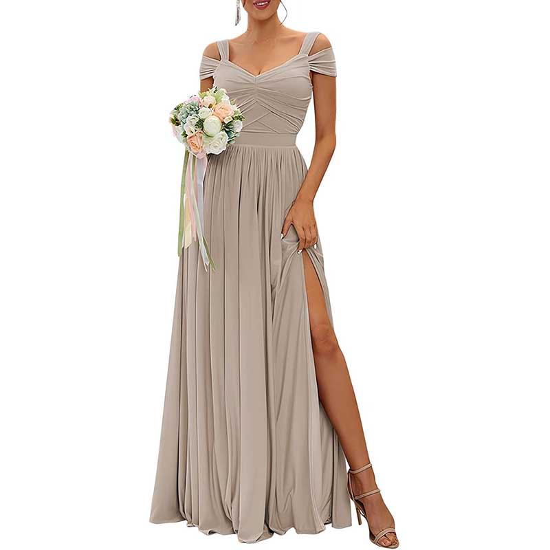 Off The Shoulder Chiffon Bridesmaid Dresses Long Wedding Guest Dresses