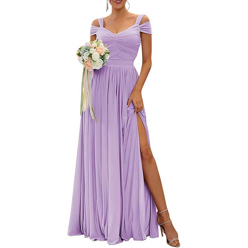 Off The Shoulder Chiffon Bridesmaid Dresses Long Wedding Guest Dresses