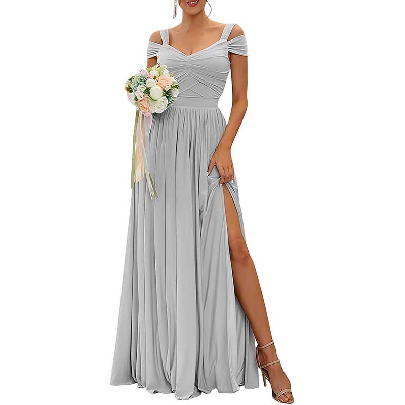 Off The Shoulder Chiffon Bridesmaid Dresses Long Wedding Guest Dresses