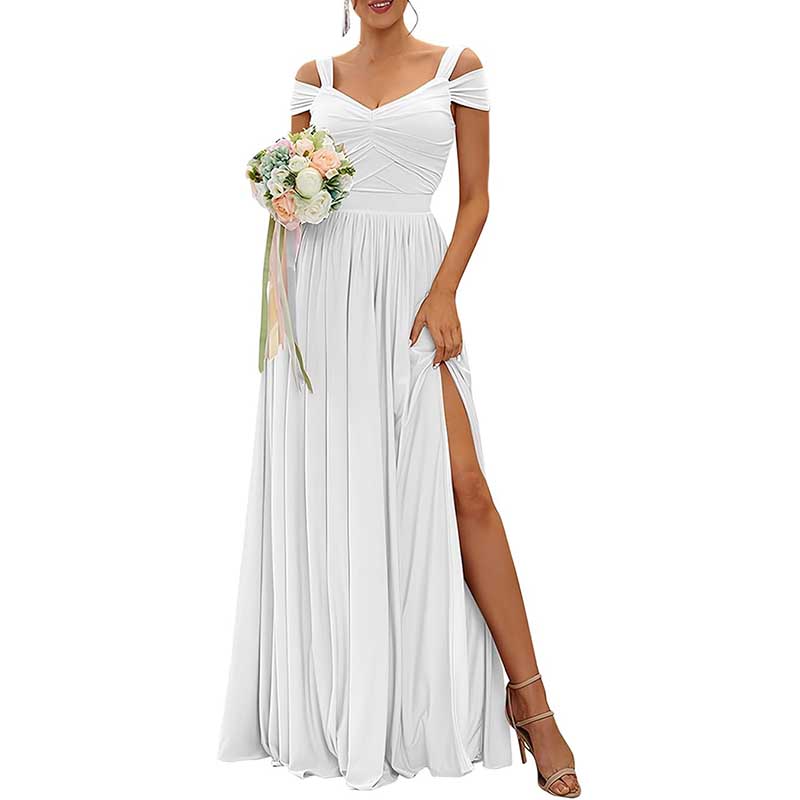 Off The Shoulder Chiffon Bridesmaid Dresses Long Wedding Guest Dresses
