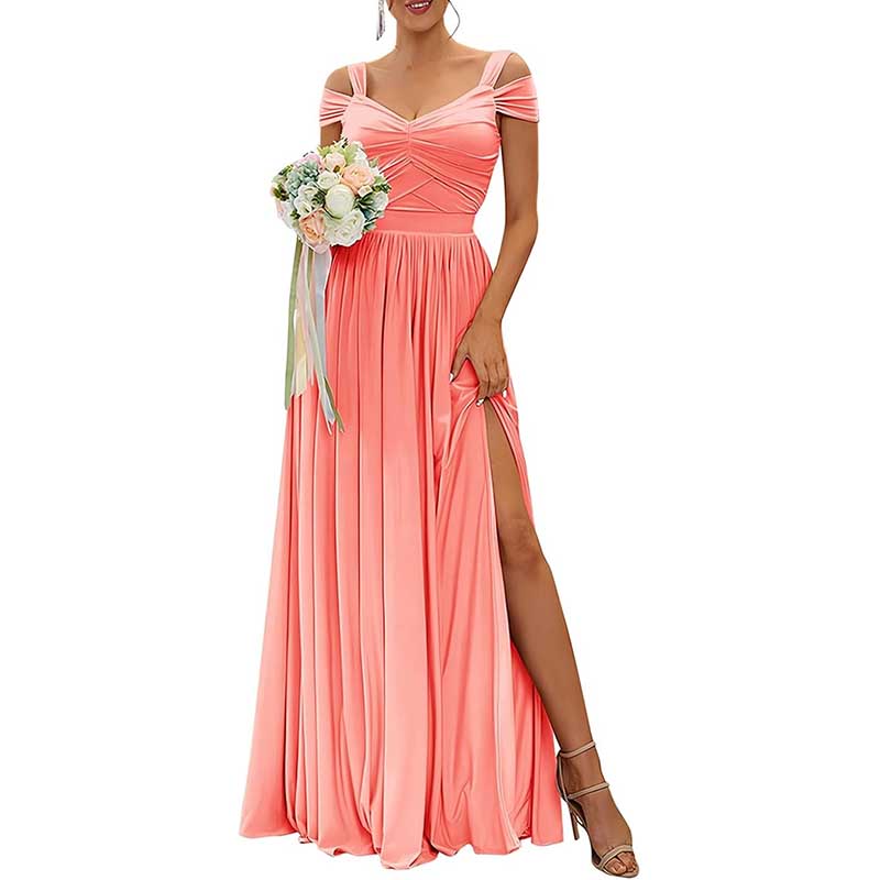 Off The Shoulder Chiffon Bridesmaid Dresses Long Wedding Guest Dresses