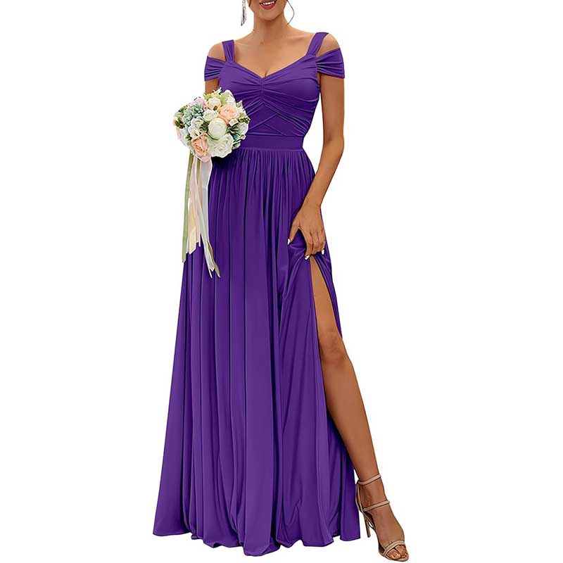 Off The Shoulder Chiffon Bridesmaid Dresses Long Wedding Guest Dresses
