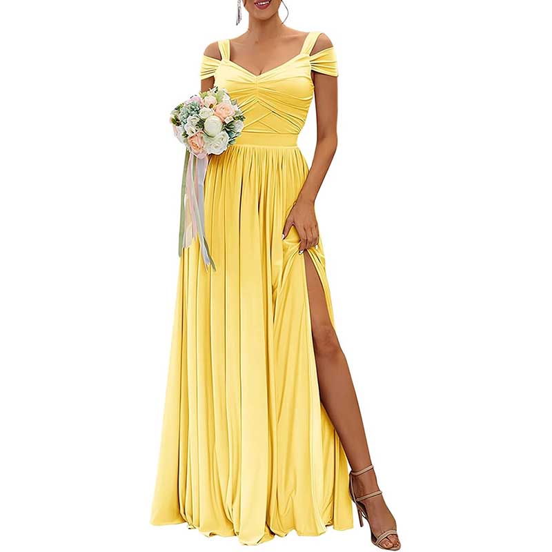 Off The Shoulder Chiffon Bridesmaid Dresses Long Wedding Guest Dresses