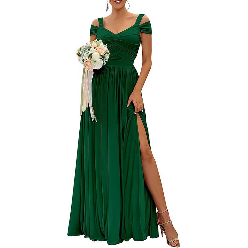 Off The Shoulder Chiffon Bridesmaid Dresses Long Wedding Guest Dresses