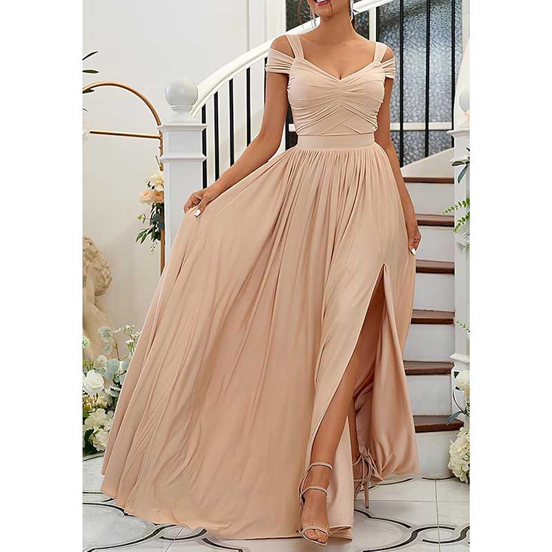 Off The Shoulder Chiffon Bridesmaid Dresses Long Wedding Guest Dresses