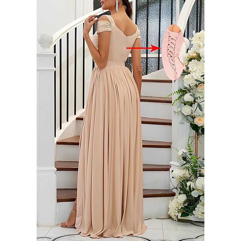 Off The Shoulder Chiffon Bridesmaid Dresses Long Wedding Guest Dresses