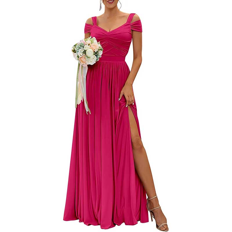 Off The Shoulder Chiffon Bridesmaid Dresses Long Wedding Guest Dresses