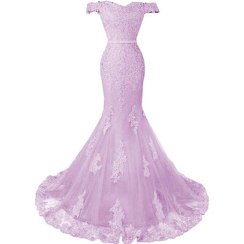 Off The Shoulder Lace Appliques Evening Dresses Mermaid Prom Gown