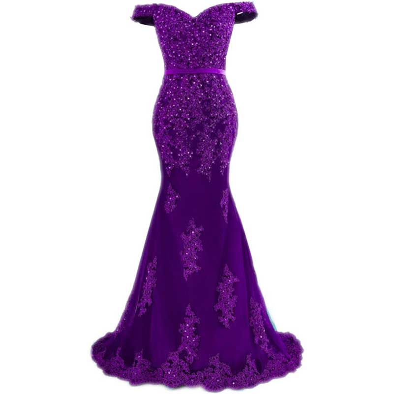 Off The Shoulder Lace Appliques Evening Dresses Mermaid Prom Gown