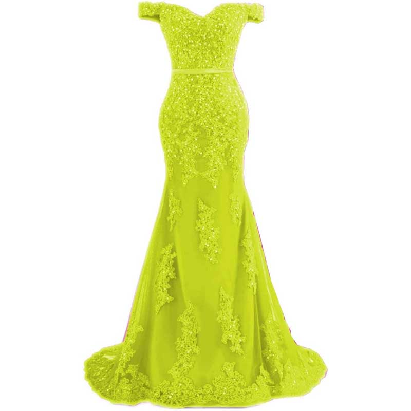 Off The Shoulder Lace Appliques Evening Dresses Mermaid Prom Gown