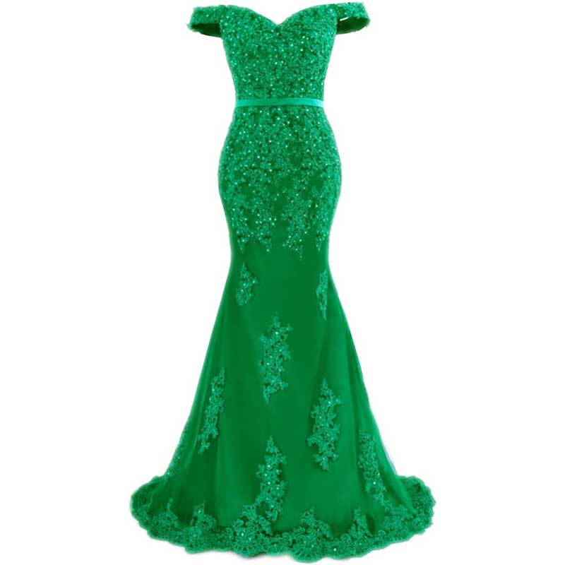 Off The Shoulder Lace Appliques Evening Dresses Mermaid Prom Gown