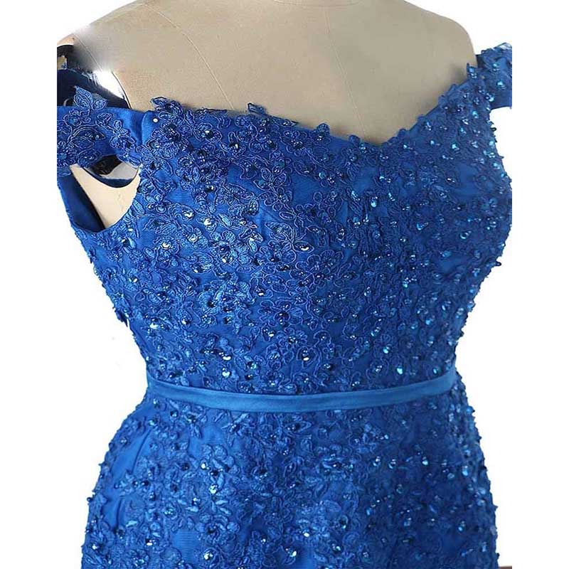 Off The Shoulder Lace Appliques Evening Dresses Mermaid Prom Gown