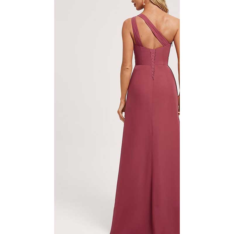 One Shoulder Long Bridesmaid Dresses High Split Prom Dresses
