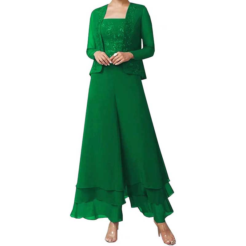 Pantsuits Lace Mother of The Bride Jumpsuits Chiffon Wedding Guest Suit