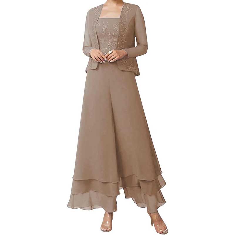 Pantsuits Lace Mother of The Bride Jumpsuits Chiffon Wedding Guest Suit
