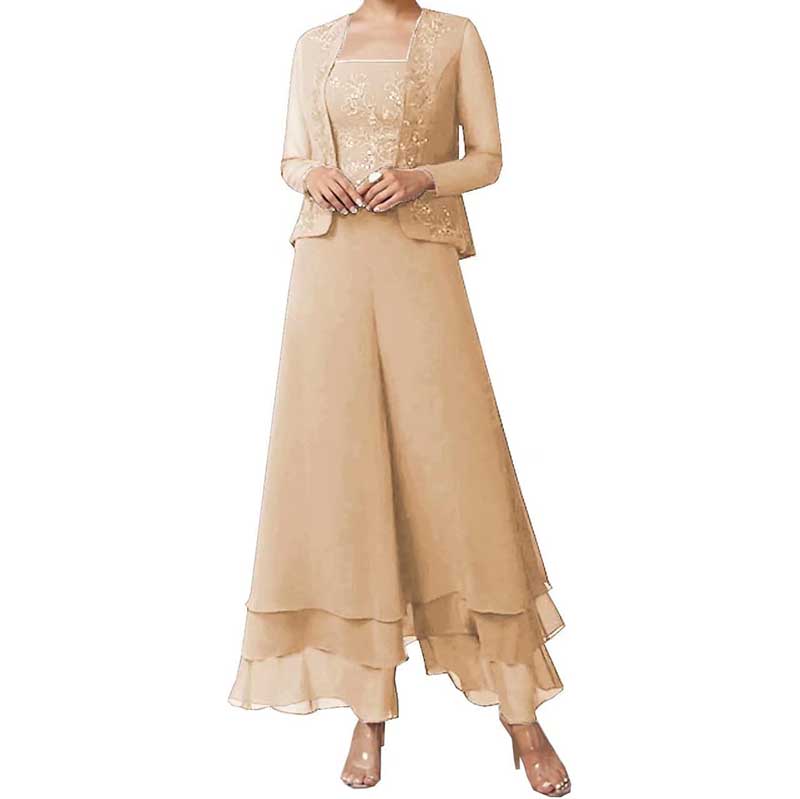 Pantsuits Lace Mother of The Bride Jumpsuits Chiffon Wedding Guest Suit