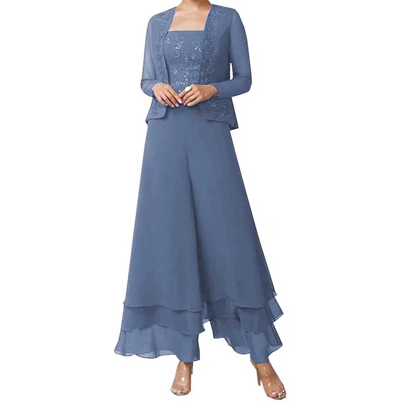 Pantsuits Lace Mother of The Bride Jumpsuits Chiffon Wedding Guest Suit