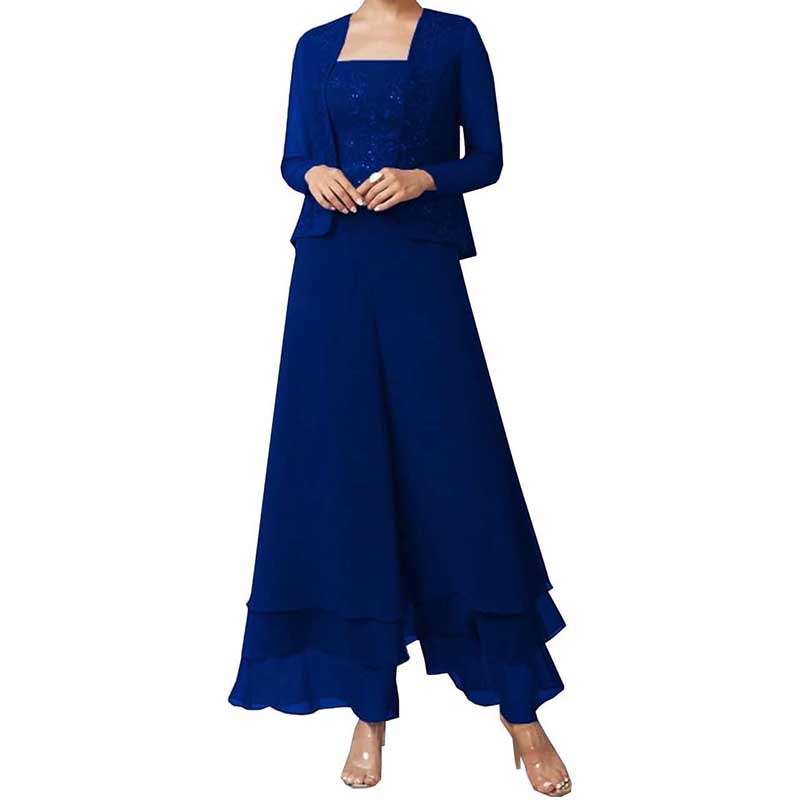 Pantsuits Lace Mother of The Bride Jumpsuits Chiffon Wedding Guest Suit