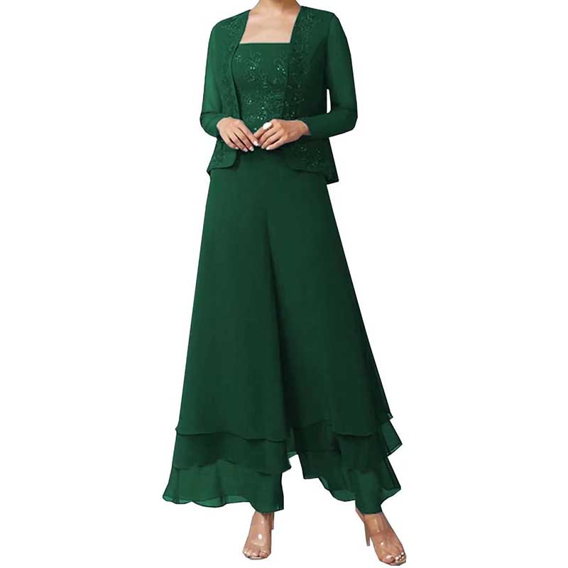 Pantsuits Lace Mother of The Bride Jumpsuits Chiffon Wedding Guest Suit