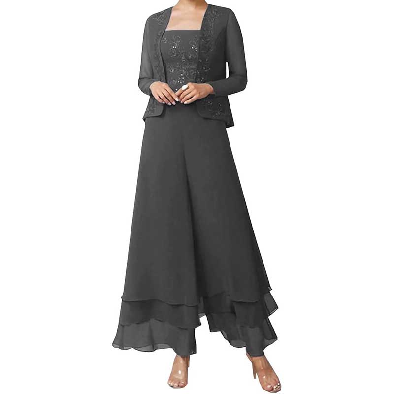 Pantsuits Lace Mother of The Bride Jumpsuits Chiffon Wedding Guest Suit