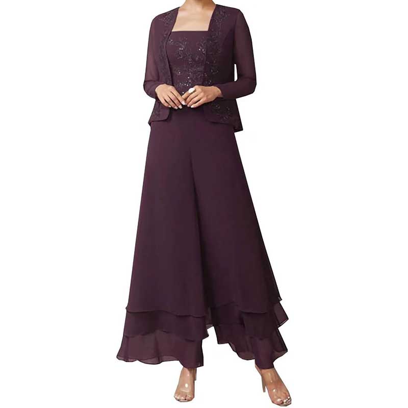 Pantsuits Lace Mother of The Bride Jumpsuits Chiffon Wedding Guest Suit