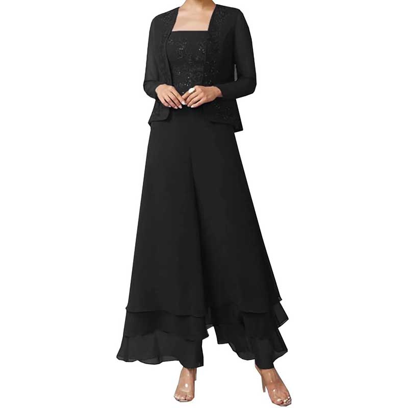 Pantsuits Lace Mother of The Bride Jumpsuits Chiffon Wedding Guest Suit