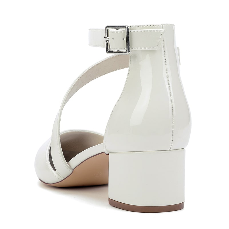 Patent Leather Dress Shoes Chunky Heel Bridal Heels Ankle Straps Shoes