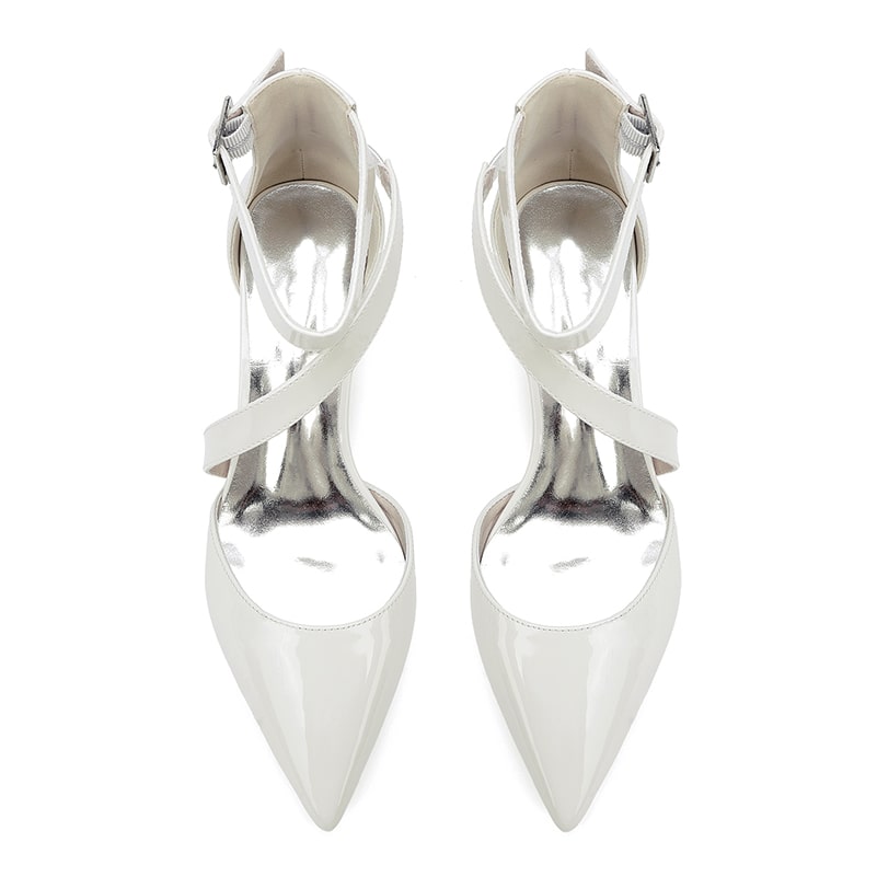 Patent Leather Dress Shoes Chunky Heel Bridal Heels Ankle Straps Shoes