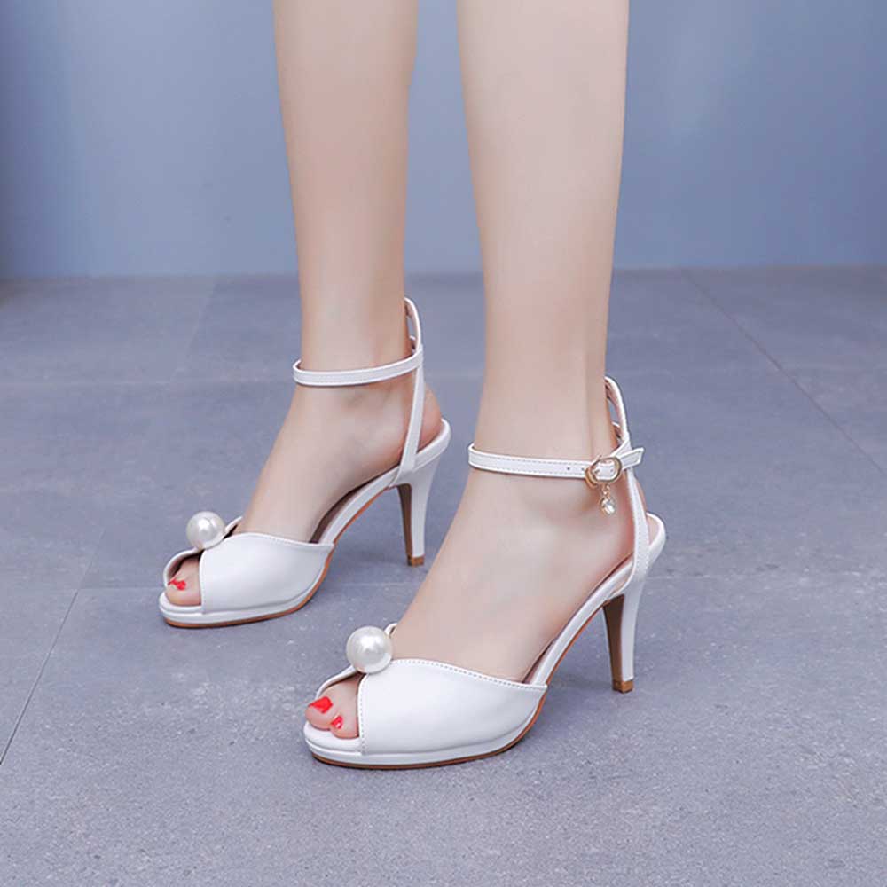 Peep Toe Wedding Shoes Mid-Heeled Bridal Sandals Dress Shoes