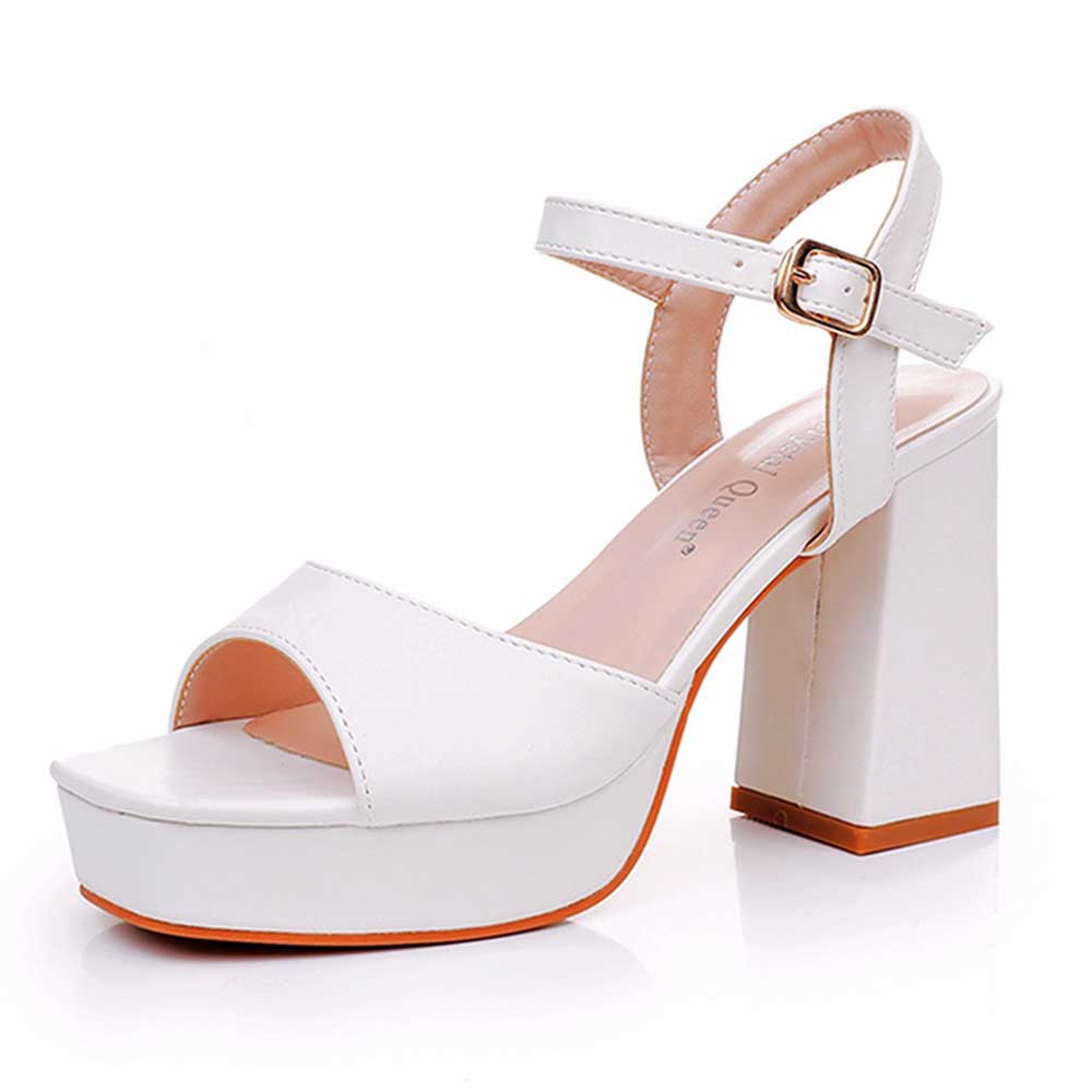 Platform Wedding Shoes Chunky Bridal Shoes Party Heels