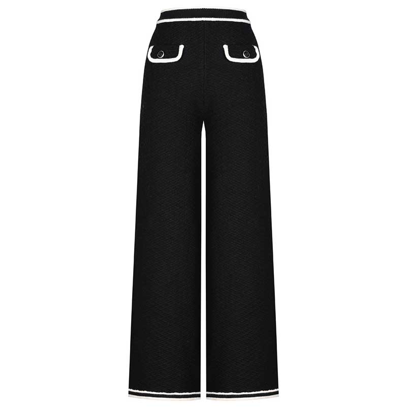 Tailored Button-Up Cardigan Jacket Wide-Leg Pantsuits