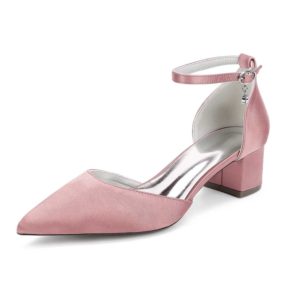 Prom Shoes Satin Chunky Heel Ankle Straps Wedding Ball Bridal Shoes