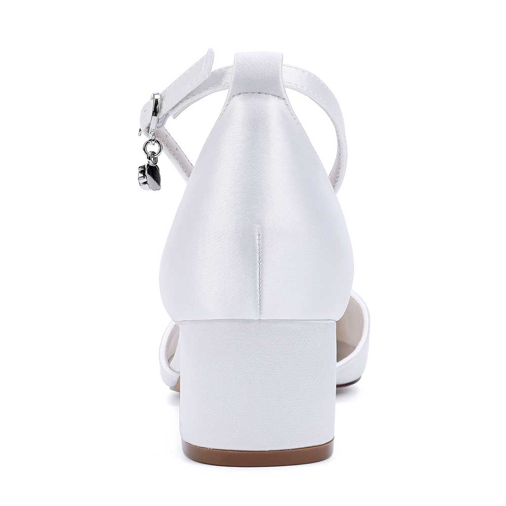 Prom Shoes Satin Chunky Heel Ankle Straps Wedding Ball Bridal Shoes