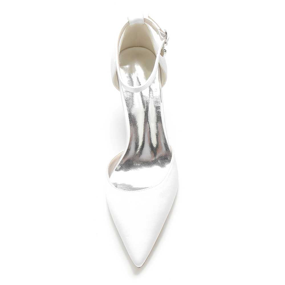 Prom Shoes Satin Chunky Heel Ankle Straps Wedding Ball Bridal Shoes