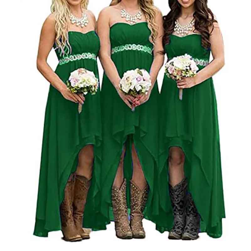 Strapless High Low Bridesmaid Dresses Wedding Party Gowns