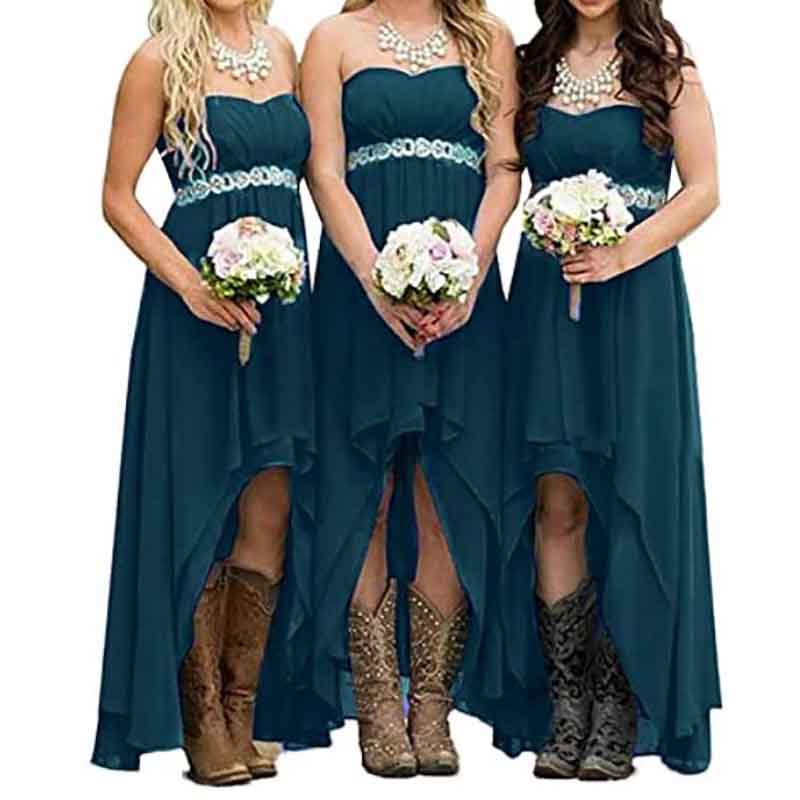 Strapless High Low Bridesmaid Dresses Wedding Party Gowns