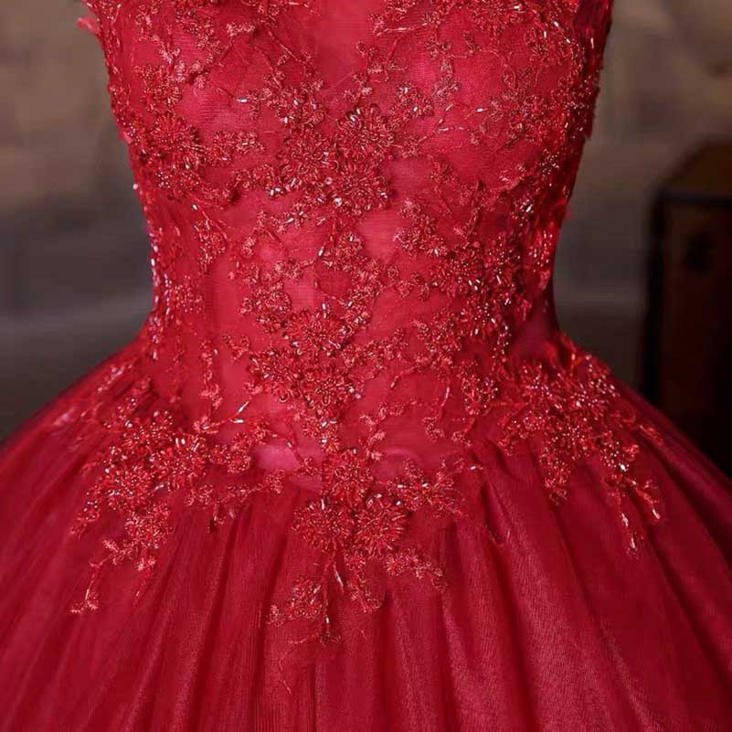 Red Long Prom Dress Off Shoulder Wedding Ball Gown Dress