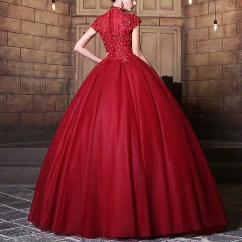 Red Long Prom Dress Off Shoulder Wedding Ball Gown Dress