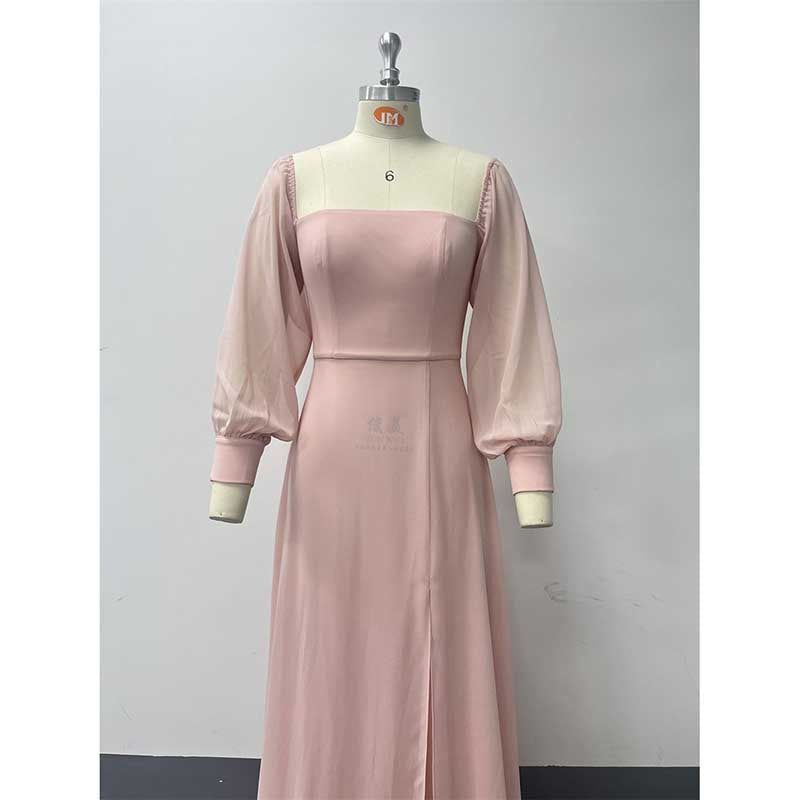 Long Sleeve Prom Gown Off The Shoulder Evening Dress Satin Maxi Dress