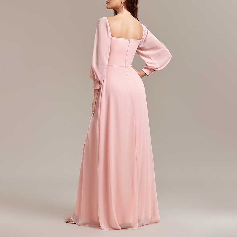 Long Sleeve Prom Gown Off The Shoulder Evening Dress Satin Maxi Dress