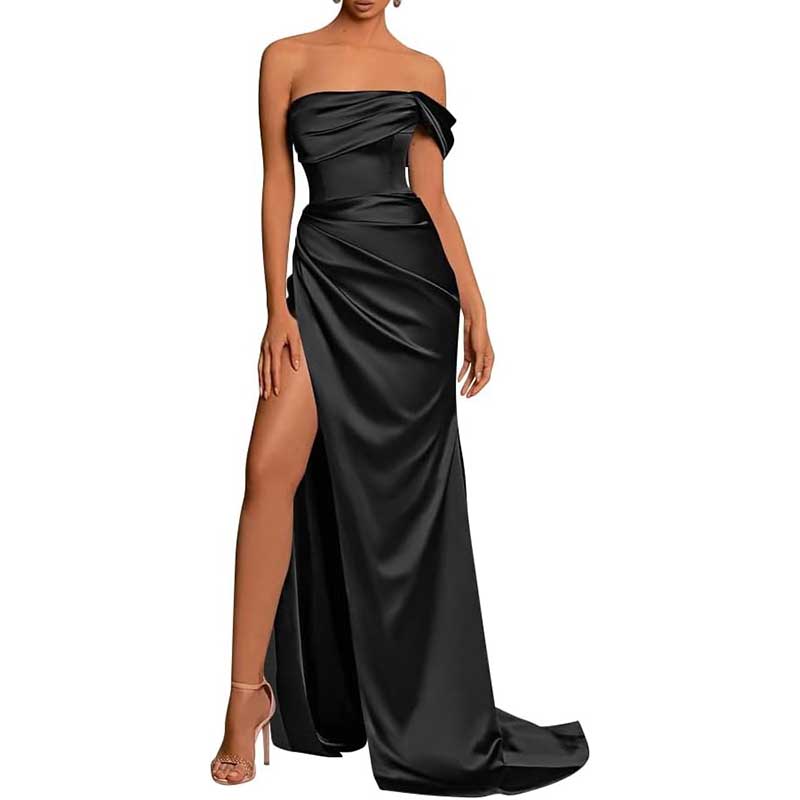 Satin One Shoulder Mermaid Bridesmaid Dresses Formal Dress Evening Gown