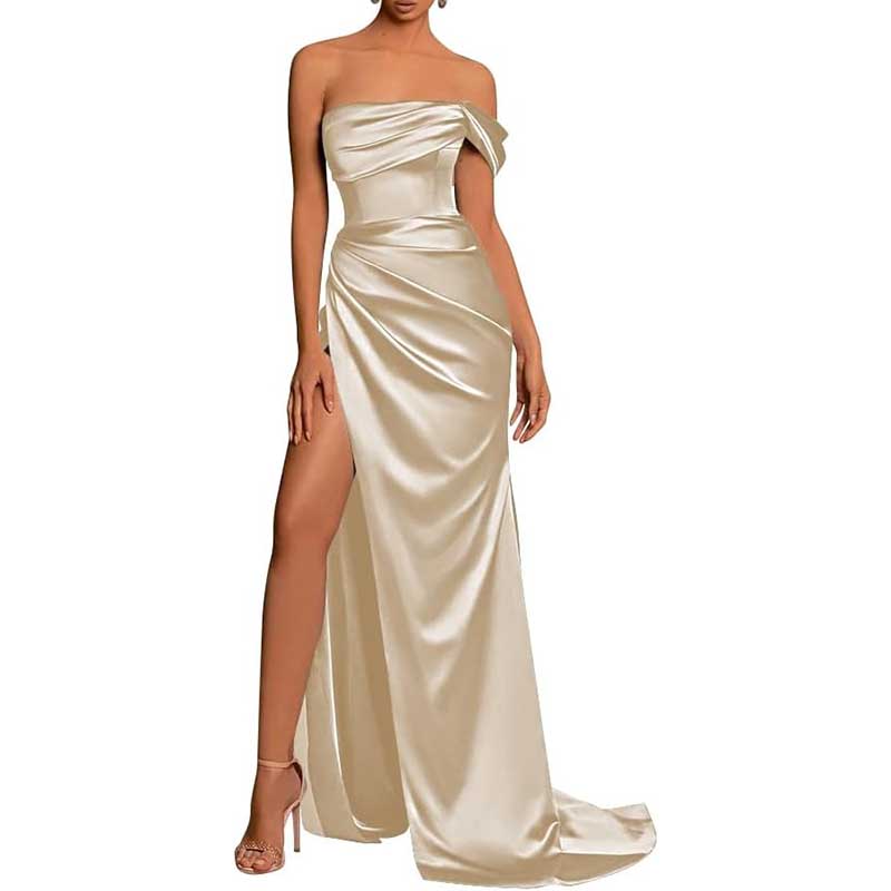 Satin One Shoulder Mermaid Bridesmaid Dresses Formal Dress Evening Gown