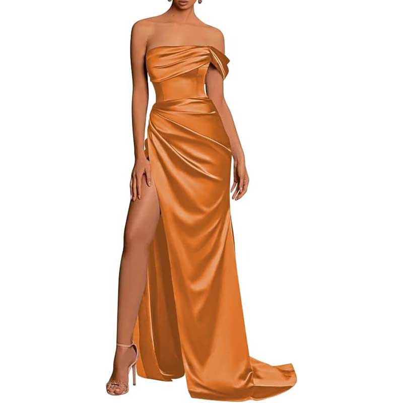 Satin One Shoulder Mermaid Bridesmaid Dresses Formal Dress Evening Gown