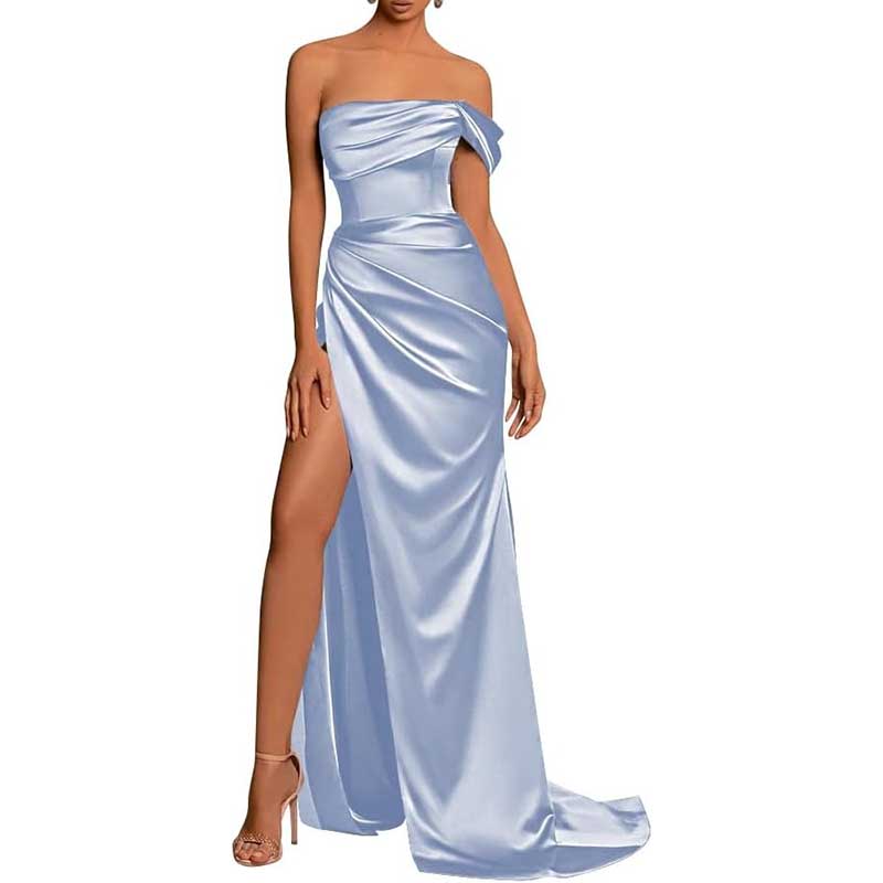 Satin One Shoulder Mermaid Bridesmaid Dresses Formal Dress Evening Gown