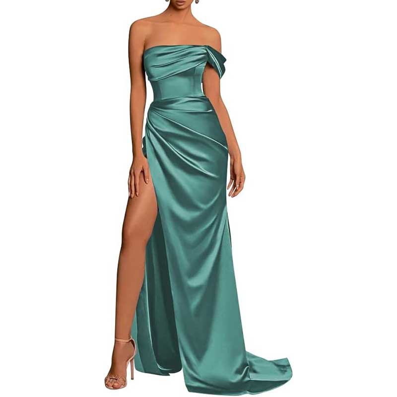 Satin One Shoulder Mermaid Bridesmaid Dresses Formal Dress Evening Gown