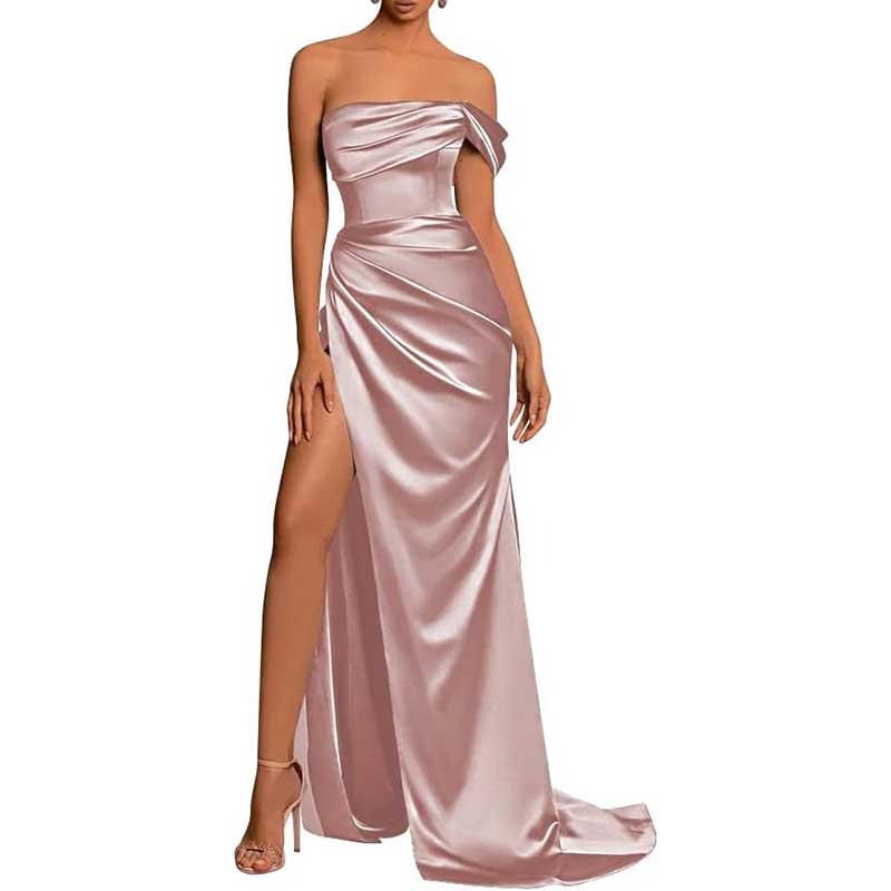 Satin One Shoulder Mermaid Bridesmaid Dresses Formal Dress Evening Gown