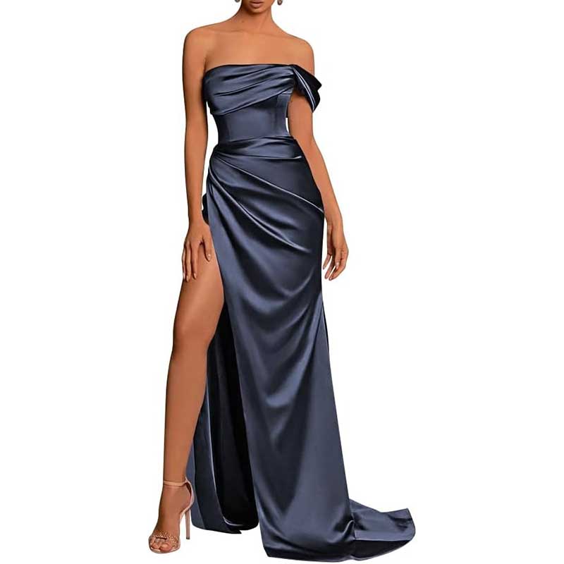 Satin One Shoulder Mermaid Bridesmaid Dresses Formal Dress Evening Gown